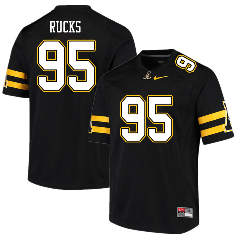 Men #95 Jamar Rucks Appalachian State Mountaineers College Football Jerseys Sale-Black